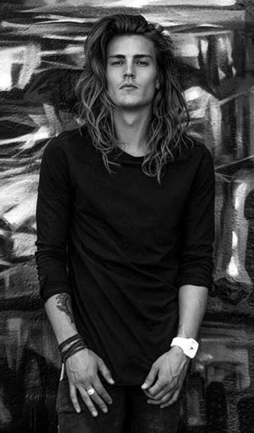 Cabelo longo masculino hot sale liso